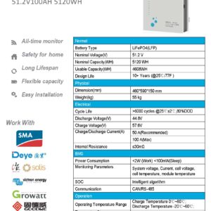 باتری لیتیوم فسفات OLITER 51.2V 100Ah (ماژول ESS 5.12 کیلووات‌ساعت)